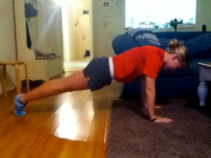 Step 1- Extended arm plank position.